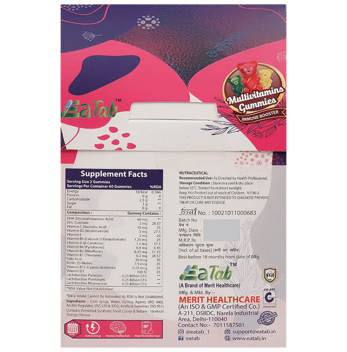 Eatab Multivitamins Gummies Immune Booster Gluten Free