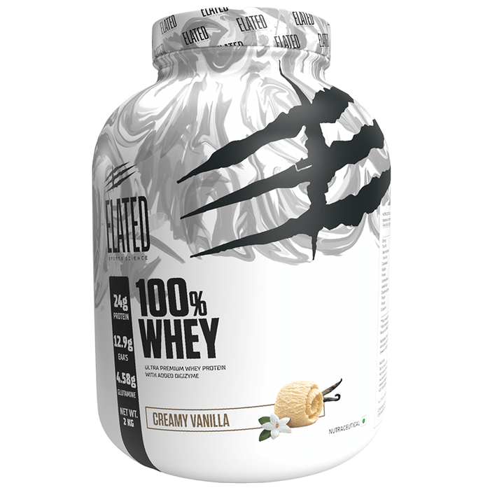 Elated Sports Science 100% Whey Protein | Flavour Powder Creamy Vanilla - Classic Derma