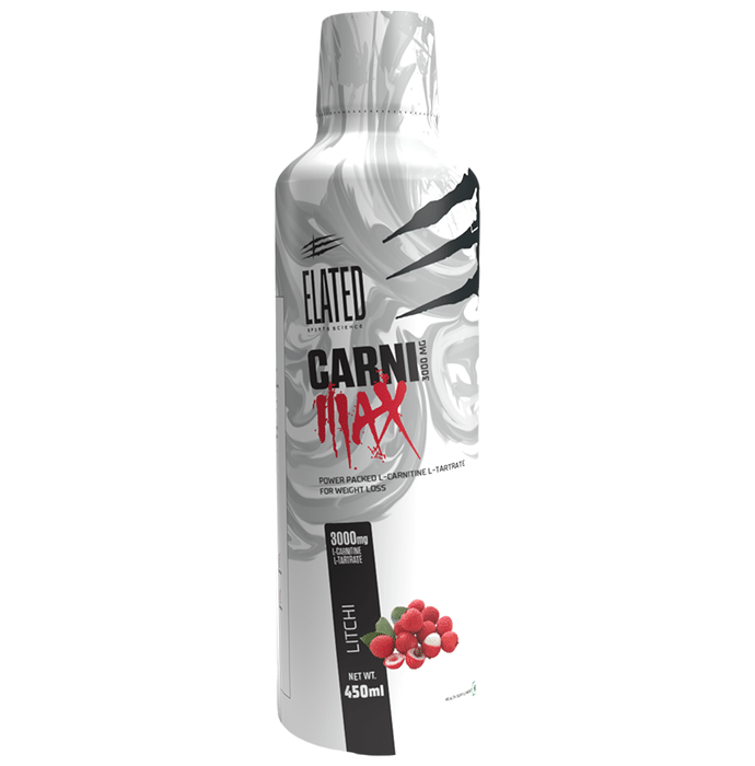 Elated Sports Science Carni Max with L-Carnitine L-Tartrate for Weight Loss | Flavour Litchi - Classic Derma