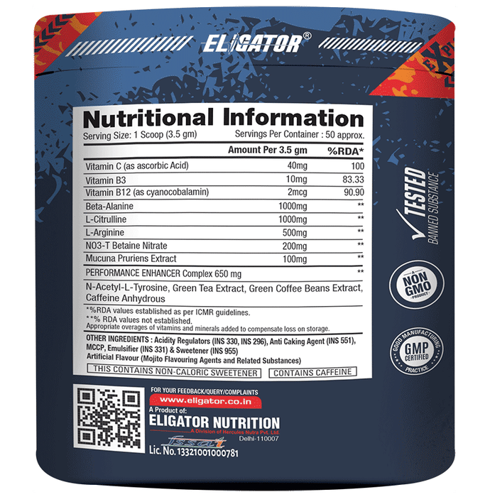 Eligator Explosive Pre Workout Powder Orange