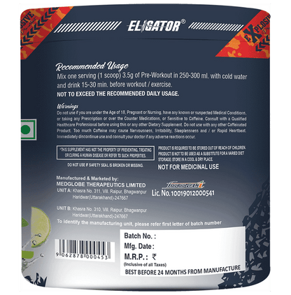 Eligator Explosive Pre Workout Powder Orange