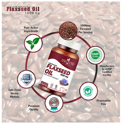 End2End Nutrition Cold Pressed Flaxseed Oil 1000mg Softgel (60 Each)
