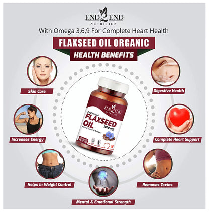 End2End Nutrition Cold Pressed Flaxseed Oil 1000mg Softgel (60 Each)