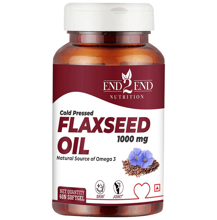 End2End Nutrition Cold Pressed Flaxseed Oil 1000mg Softgel (60 Each) - Classic Derma