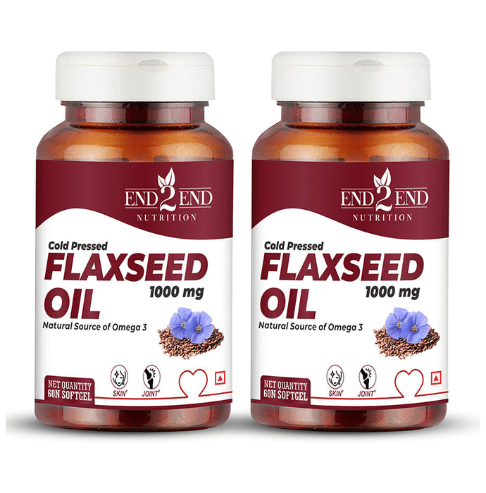 End2End Nutrition Cold Pressed Flaxseed Oil 1000mg Softgel (60 Each)