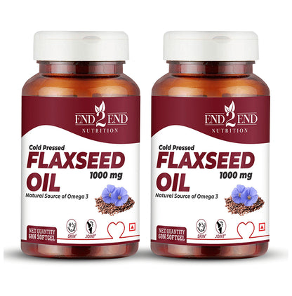 End2End Nutrition Cold Pressed Flaxseed Oil 1000mg Softgel (60 Each)