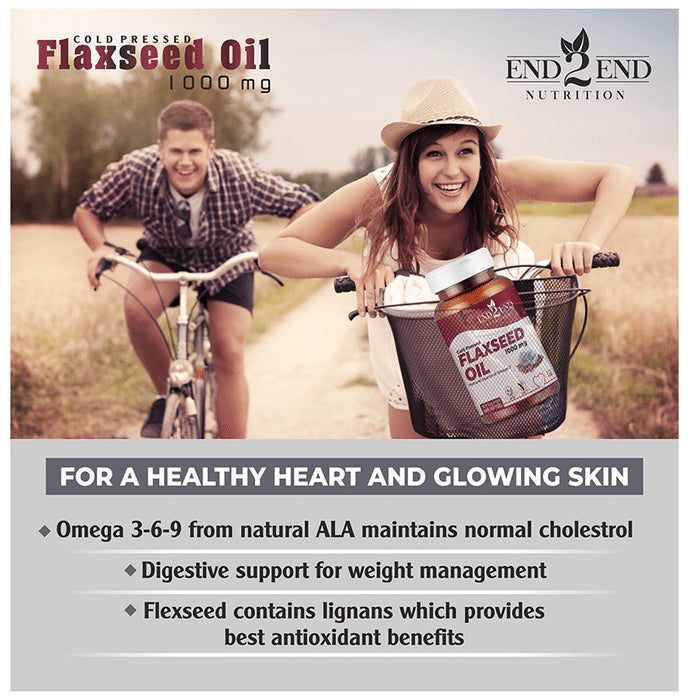 End2End Nutrition Cold Pressed Flaxseed Oil 1000mg Softgel (60 Each)