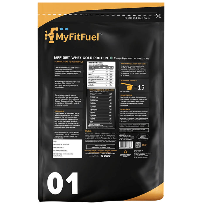 MyFitFuel Diet Whey Gold Protein Isolate Alphonso Mango