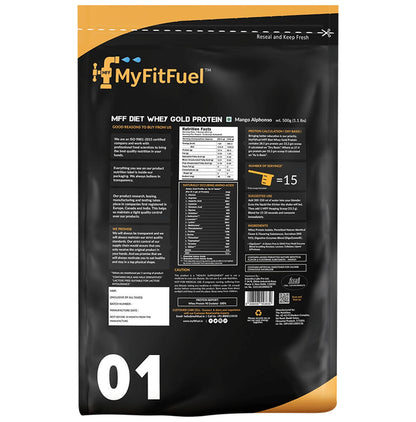 MyFitFuel Diet Whey Gold Protein Isolate Alphonso Mango