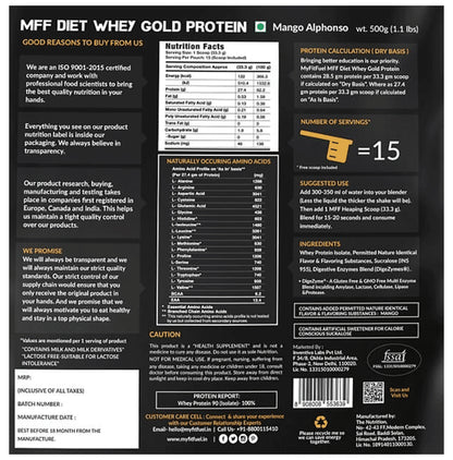 MyFitFuel Diet Whey Gold Protein Isolate Alphonso Mango