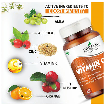 End2End Nutrition Natural Vitamin C 1000mg Tablet (60 Each)