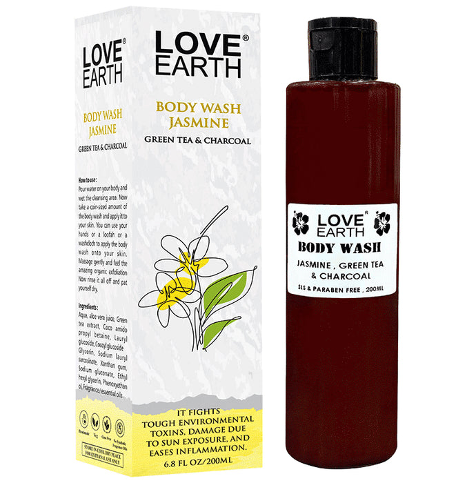 Love Earth Body Wash Jasmine , Green Tea & Charcoal - Classic Derma