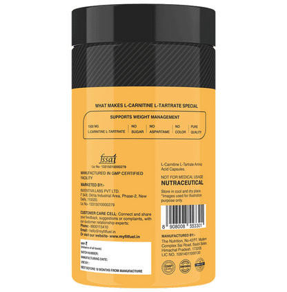 MyFitFuel L-Carnitine L-Tartrate (Micronized) 1500mg Capsule