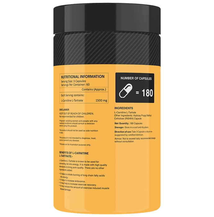 MyFitFuel L-Carnitine L-Tartrate (Micronized) 1500mg Capsule