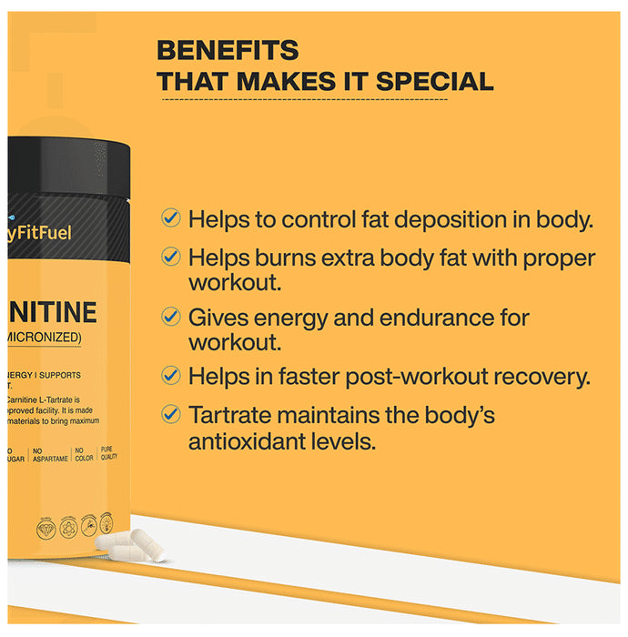 MyFitFuel L-Carnitine L-Tartrate (Micronized) 1500mg Capsule