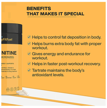 MyFitFuel L-Carnitine L-Tartrate (Micronized) 1500mg Capsule
