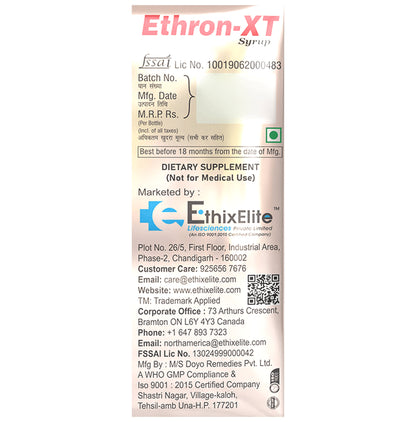Ethixelite Ethron-XT Syrup Sugar Free