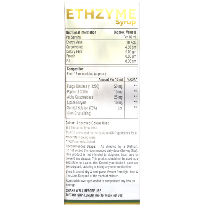 Ethixelite Ethzyme Syrup Pineapple Sugar Free