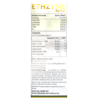Ethixelite Ethzyme Syrup Pineapple Sugar Free