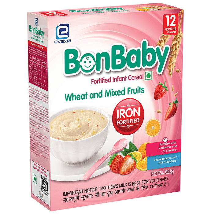 Evexia Bonbaby Fortified Infant Cereal (12 Month Onwards) | Wheat & Mixed Fruit - Classic Derma