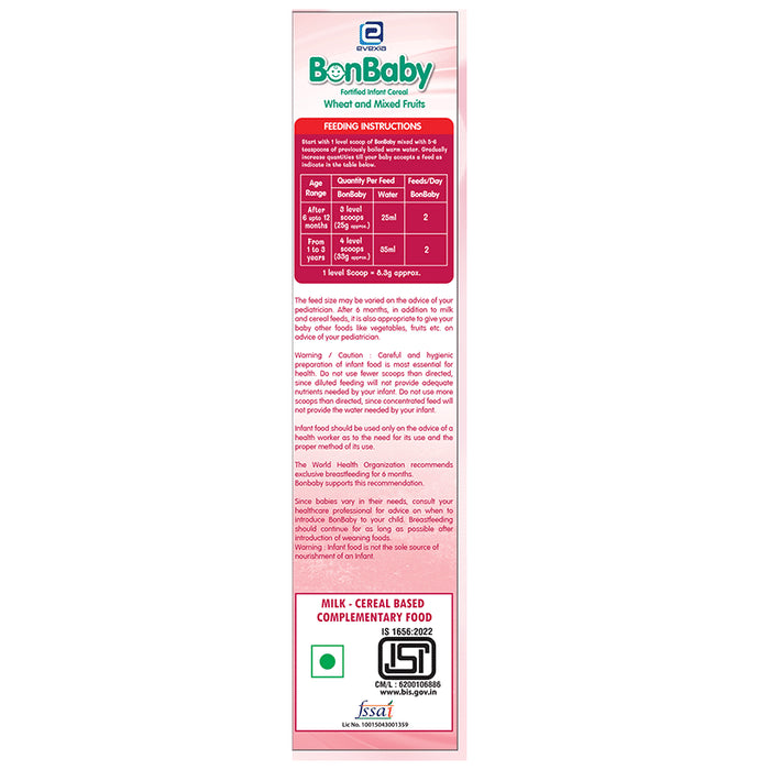 Evexia Bonbaby Fortified Infant Cereal (12 Month Onwards) | Wheat & Mixed Fruit