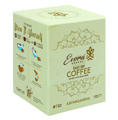 Evora Greens Easy Dip Coffee Bean Bag (12.5gm Each) Ashwagandha - Classic Derma