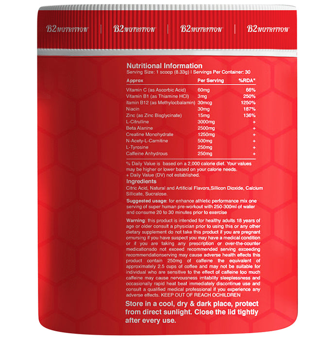 B2 Nutrition Super Human Intense Pre-Workout Powder (250gm Each) Mango
