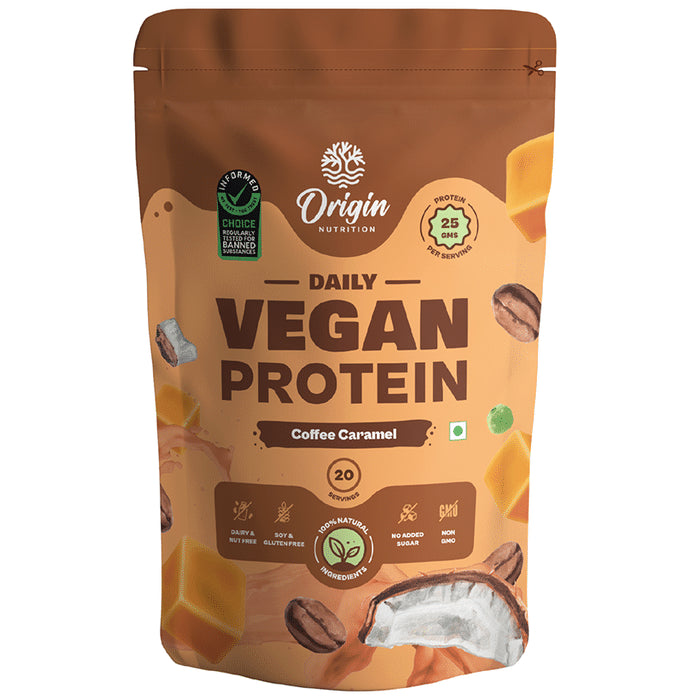 Origin Nutrition Daily Vegan Protein for Digestion, Weight, Heart & Muscles | Flavour Powder Coffee Caramel - Classic Derma