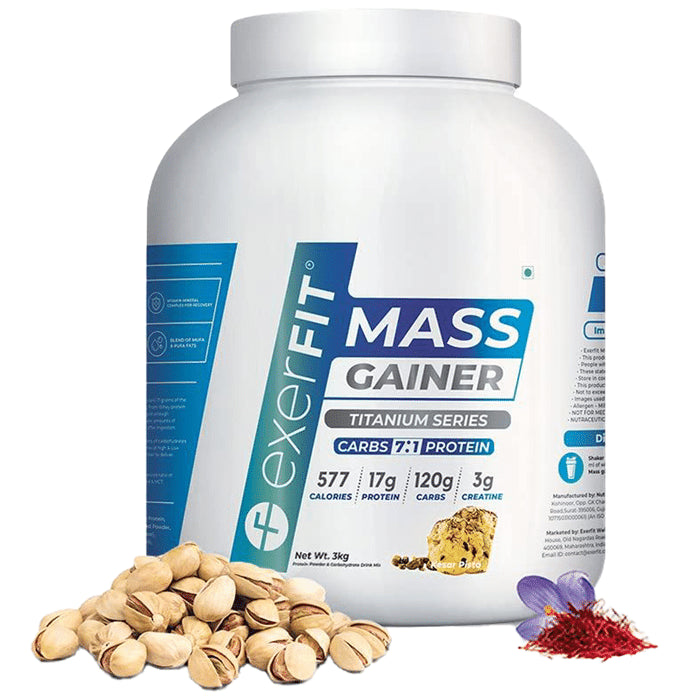 Exerfit Mass Gainer Titanium Series Powder Kesar Pista - Classic Derma
