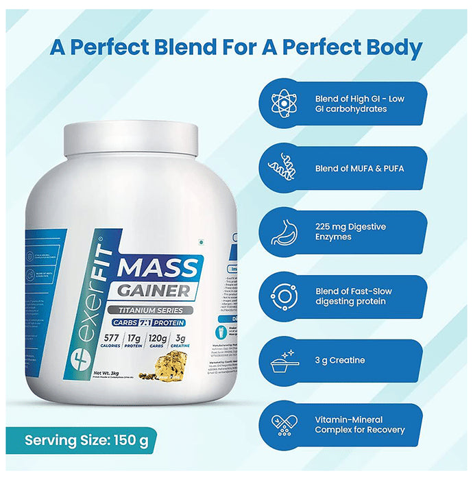 Exerfit Mass Gainer Titanium Series Powder Kesar Pista
