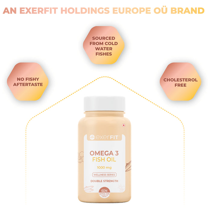 Exerfit Omega 3 Fish Oil 1000mg Double Strength Softgel Cap