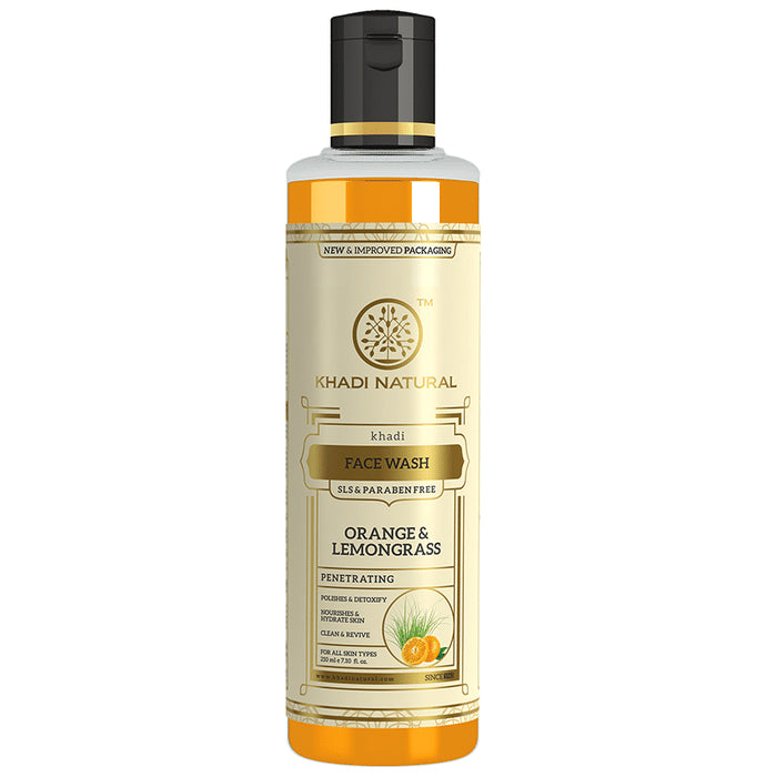 Khadi Naturals Ayurvedic Face Wash Orange & Lemongrass SLS & Paraben Free - Classic Derma