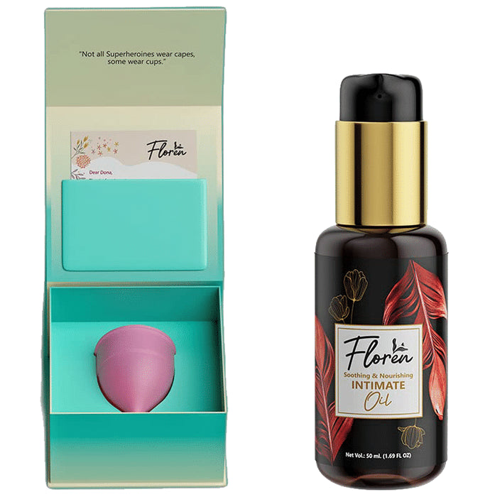 Floren Combo Pack of Intimate Oil (50ml) & Menstrual Cup Small - Classic Derma