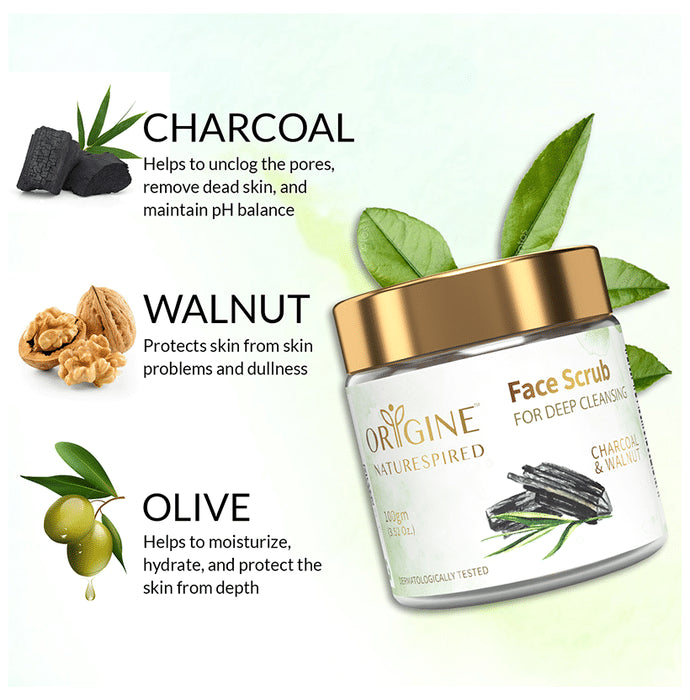 Origine Naturespired Face Scrub Charcoal & Walnut for Deep Cleansing