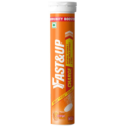 Fast&Up Charge with Natural Vitamin C from Amla & Zinc | Flavour Effervescent Tablet Orange - Classic Derma