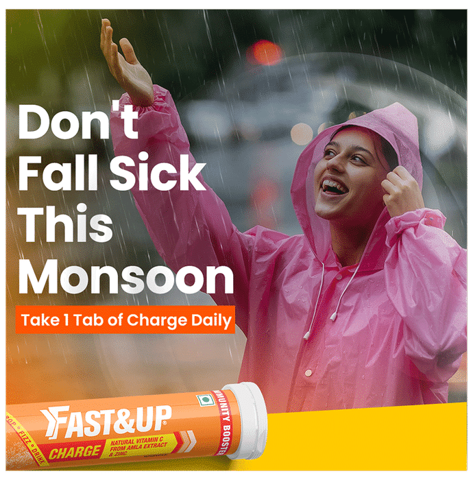 Fast&Up Charge with Natural Vitamin C from Amla & Zinc | Flavour Effervescent Tablet Orange