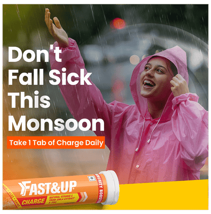 Fast&Up Charge with Natural Vitamin C from Amla & Zinc | Flavour Effervescent Tablet Orange