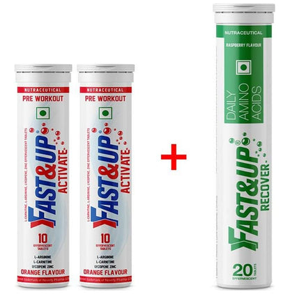 Fast&Up Combo Pack of Recover (20) & 2 Pack of Activate (10) Effervescent Tablet - Classic Derma