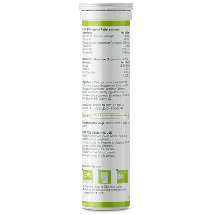 Fast&Up Fortify Calcium & Magnesium with Vitamin D3 Lemon and Lime Effervescent Tablet