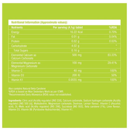 Fast&Up Fortify Calcium & Magnesium with Vitamin D3 Lemon and Lime Effervescent Tablet