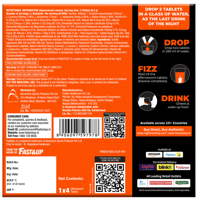 Fast&Up Nightout Effervescent Tablet Fizzy Apple