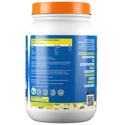 Fast&Up Plant Protein Isolate with Digestive Enzymes, 6g BCAA & 6g Glutamine | No Added Sugar | Flavour Vanilla Cupcake