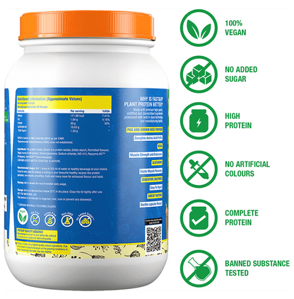 Fast&Up Plant Protein Isolate with Digestive Enzymes, 6g BCAA & 6g Glutamine | No Added Sugar | Flavour Vanilla Cupcake