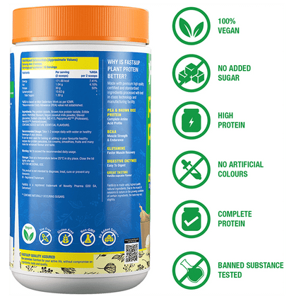 Fast&Up Plant Protein Isolate with Digestive Enzymes, 6g BCAA & 6g Glutamine | No Added Sugar | Flavour Vanilla Cupcake