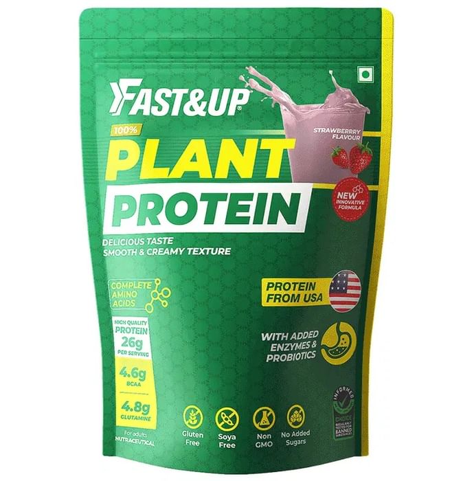 Fast&Up Plant Protein with Added Enzymes & Probiotics 26g Per Serving Strawberry - Classic Derma