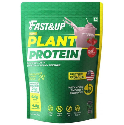 Fast&Up Plant Protein with Added Enzymes & Probiotics 26g Per Serving Strawberry - Classic Derma