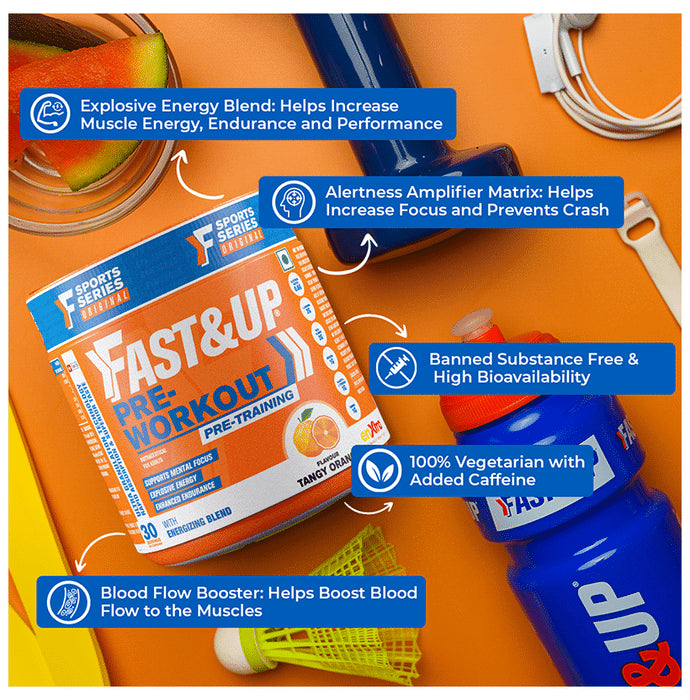 Fast&Up Pre-Workout & Pre-Training Powder | For Energy Powder Tangy Orange