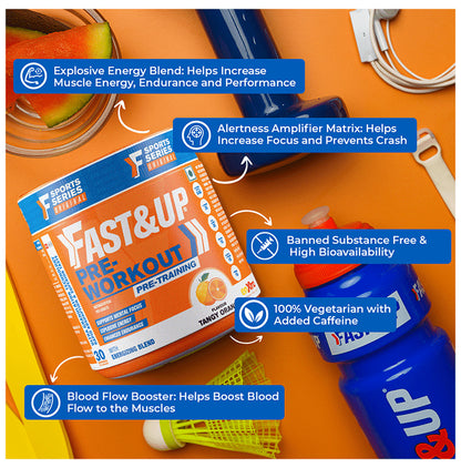 Fast&Up Pre-Workout & Pre-Training Powder | For Energy Powder Tangy Orange