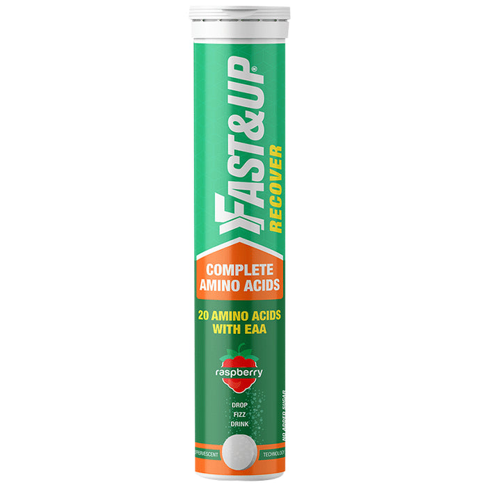 Fast&Up Recover Complete Amino Acids, 20 Amino Acids with EAA Effervescent Tablet No Added Sugar Raspberry - Classic Derma