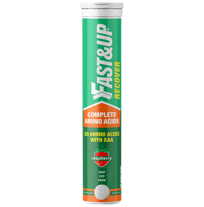 Fast&Up Recover Complete Amino Acids, 20 Amino Acids with EAA Effervescent Tablet No Added Sugar Raspberry - Classic Derma